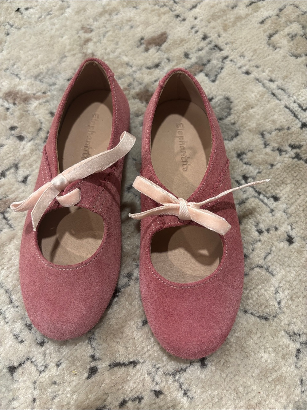 Elephantito Girls' Dusty Rose Ballet Flats with Satin Bow